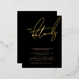 Enkelt svart Guld-typografi Bröllop-detaljer Guld