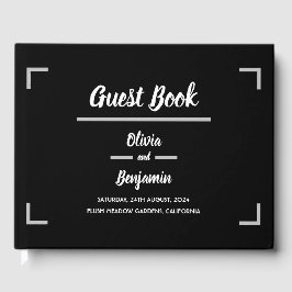Enkelt svart handskrivet skript Bröllop Gästböcker