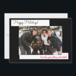 Enkelt svart Helgdag 5 fotosamlingskort<br><div class="desc">God jul. Lägg till dina foton. Ändra typsnitt genom att klicka på "anpassa". På så sätt kan du lägga till mer än ett foto på baksidan. Den här är svart för ett minimalistiskt,  modernt utseende.</div>