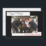Enkelt svart Helgdag 5 fotosamlingskort<br><div class="desc">God jul. Lägg till dina foton. Ändra typsnitt genom att klicka på "anpassa". På så sätt kan du lägga till mer än ett foto på baksidan. Den här är svart för ett minimalistiskt,  modernt utseende.</div>