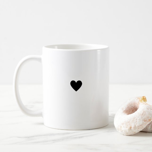 Enkelt Svart Hjärta Modern Kärlek Minimal Alla Hjä Kaffemugg (Med munk)