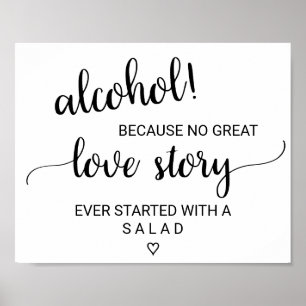 Enkelt svart kalligrafi Alcohol Kärlek Story-tecke Poster