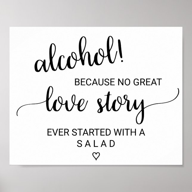 Enkelt svart kalligrafi Alcohol Kärlek Story-tecke Poster (Framsidan)