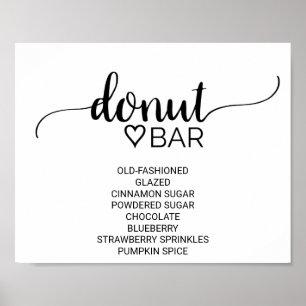 Enkelt svart kalligrafi Donut Pub-tecken Poster