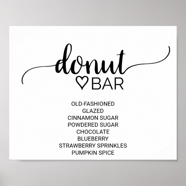 Enkelt svart kalligrafi Donut Pub-tecken Poster (Framsidan)