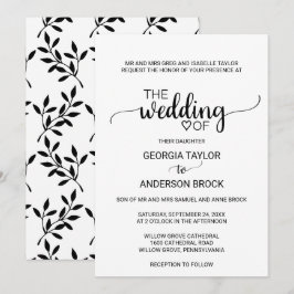 Enkelt svart kalligrafi för formeln Bröllop Inbjudningar