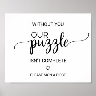 Enkelt svart kalligrafi-puzzel Guestbook-tecken Poster