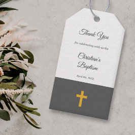 Enkelt, svart med Guld Kor-baptism Tack Presentetikett