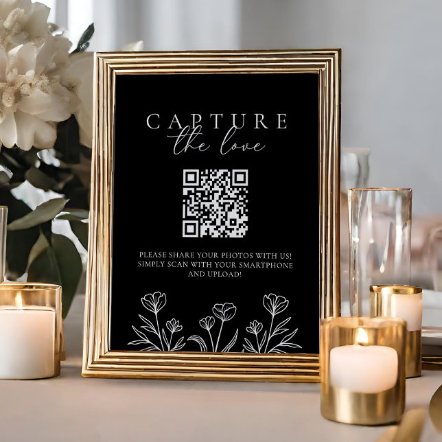 Enkelt svart, modern Bröllop fånga Kärlek-tecknet Poster (Skapare uppladdad)