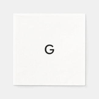 Enkelt svart monogram på vita blöjor pappersservett