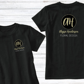 Enkelt svart och tan Florist Företag Logotyp T Shirt