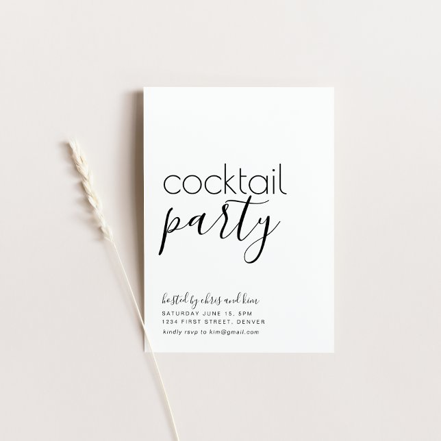 Enkelt svart och vit kocktail Party Inbjudan (Skapare uppladdad)