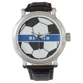 Enkelt svart och vitt fotbollsmonogram armbandsur