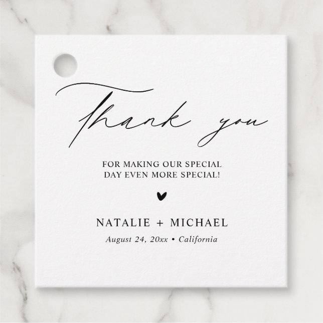 Enkelt svart och vitt hjärta Personlig Bröllop Gåvor Etiketter (Framsida)