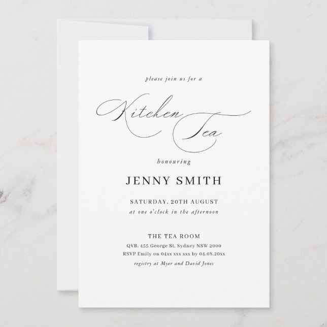 Enkelt svart och vitt inbjudningskort för möhippan (Framsida)