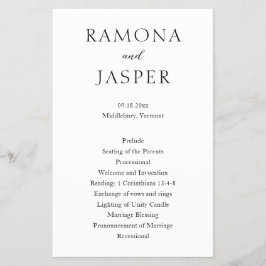 Enkelt, svart och vitt, modernt Bröllopsprogram