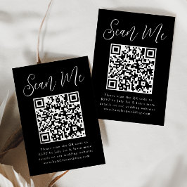 Enkelt Svart och Vitt QR-kod-svar på bröllopsinbju Tilläggskort