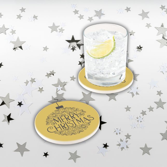 Enkelt svart på Guld God jul | Sandstone Underlägg (Skapare uppladdad)