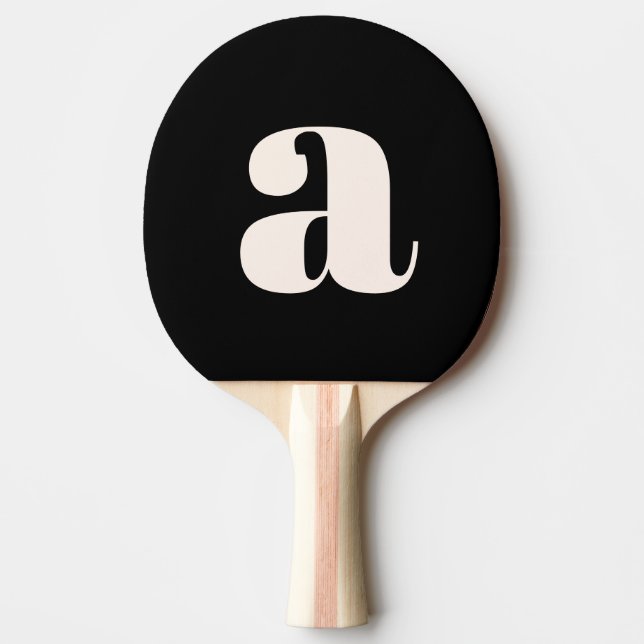Enkelt svart, vit, fetstil, Monogram initialt Pingisracket (Framsidan)