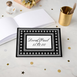 Enkelt svart/vit konst Deco Bröllop Guest Bok