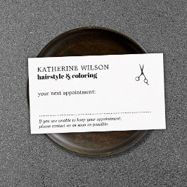 Enkelt, svart, vit sax Hair Salon Tidsbeställning Kort