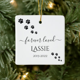 Enkelt svart vitt för Loved Pet Memorial Julgransprydnad Keramik