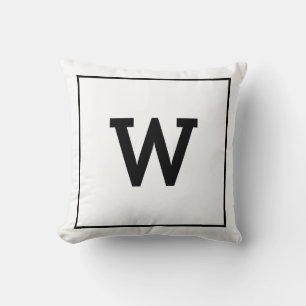 Enkelt svart, vitt, initialt Monogram Kudde
