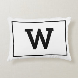 Enkelt svart, vitt, initialt Monogram Prydnadskudde