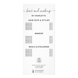 Enkelt svart vitt kalligrafi hårsmakeup salon reklamkort