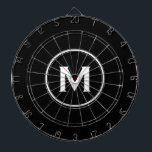 Enkelt svart, vitt, klassiskt monogram darttavla<br><div class="desc">Modern svart kartong med enkel monogrammedaljon med klassisk blocktypografi initialt och namn i vitt. Anpassa till en början med ett monogram. användan anpassar menyn för att ändra färg eller typografi i bakgrunden.</div>