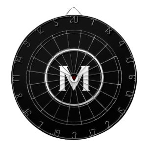 Enkelt svart, vitt, klassiskt monogram darttavla