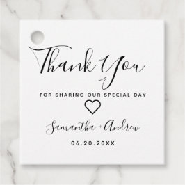 Enkelt, svart, vitt, modernt chic tack bröllop gåvor etiketter