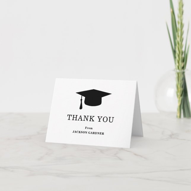 Enkelt svarta och vita kartor Studenten Tack Kort (Framsida)