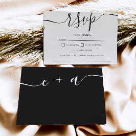 Enkelt svartvit bröllop OSA monogram Kort