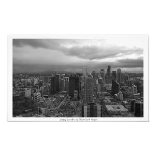 "Enkelt svartvita Seattle" Fototryck
