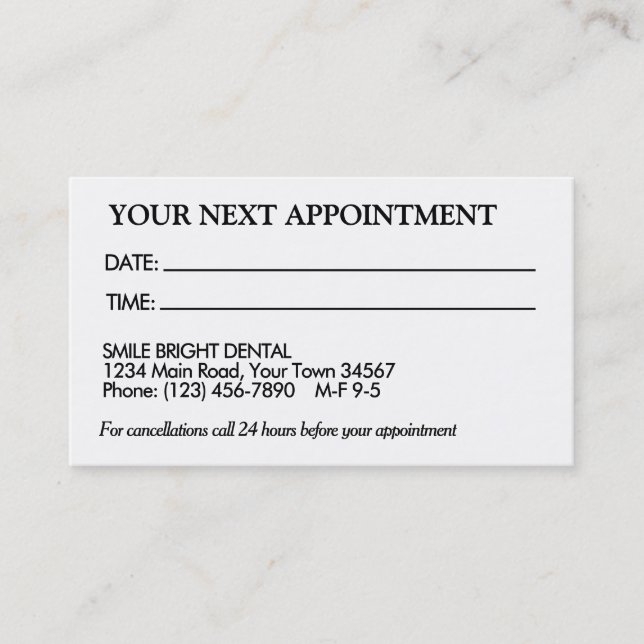 Enkelt svartvitt avtalat kort (Framsida)