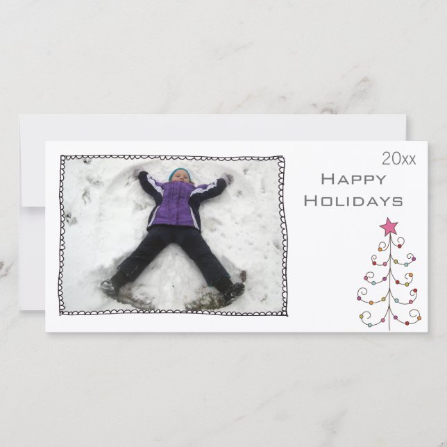 enkelt svartvitt fotokort julkort (Framsida)