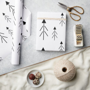 Enkelt svartvitt God jul Träd Gift Presentpapper
