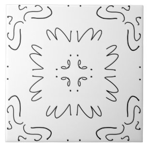 Enkelt svartvitt minimal mönster kakelplatta