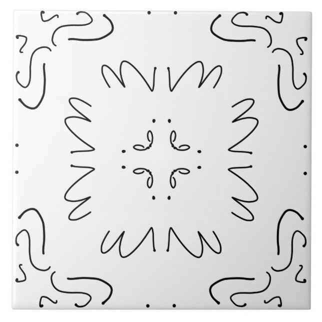 Enkelt svartvitt minimal mönster kakelplatta (Framsidan)