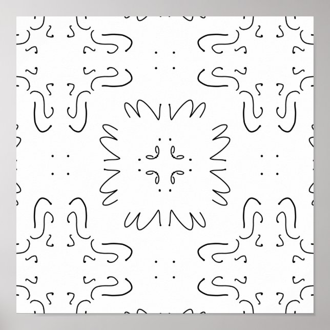 Enkelt svartvitt minimal mönster poster (Framsidan)