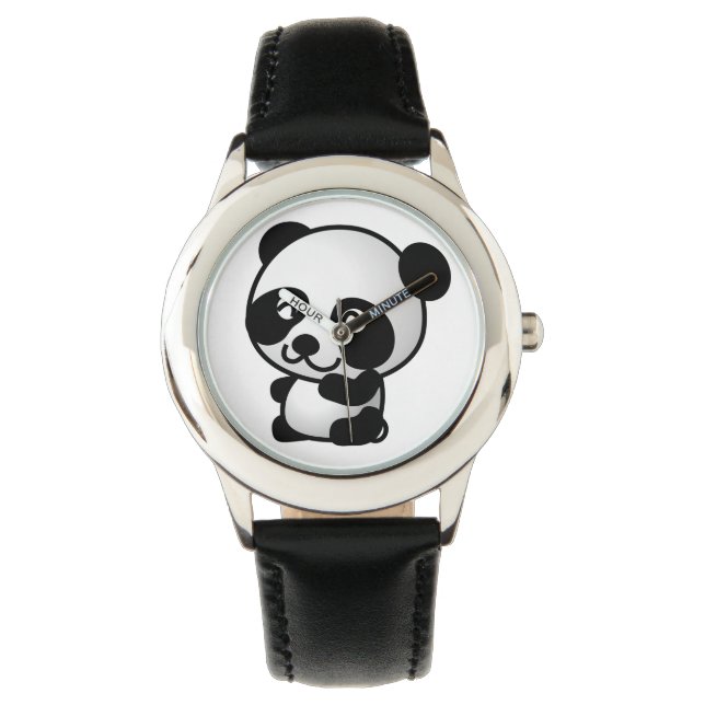 Enkelt svartvitt Panda Watch Armbandsur (Framsida)