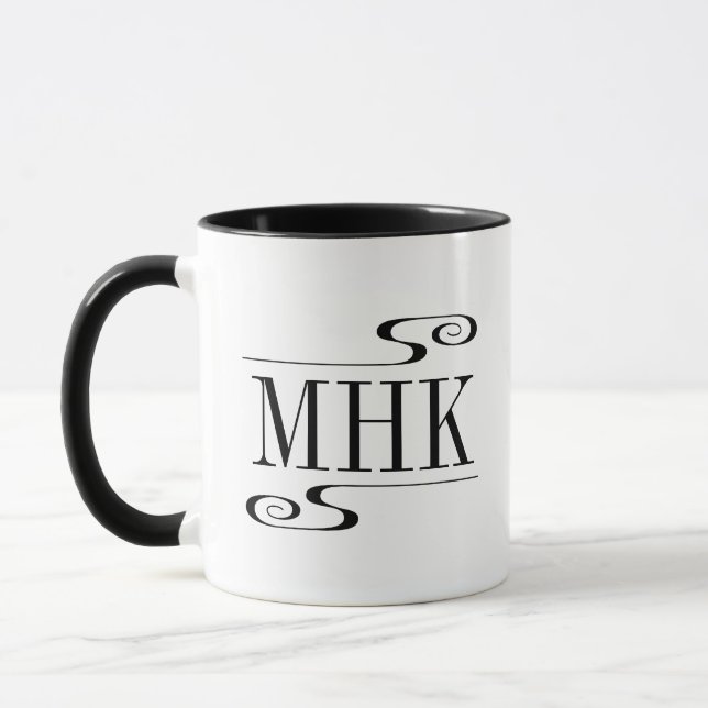 Enkelt Swirls Monogram Initialer Mugg (Vänster)