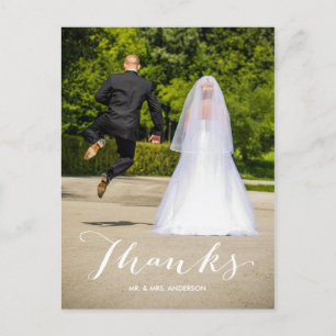 Enkelt tack för Photo Bröllop Tack vykort