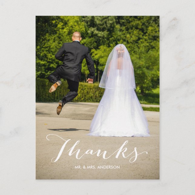 Enkelt tack för Photo Bröllop Tack vykort (Framsida)