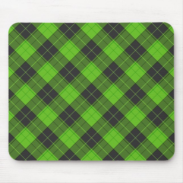 Enkelt tartan diagonal mönster på mörk grönt musmatta (Framsidan)
