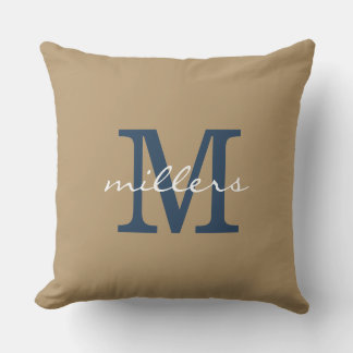 Enkelt Taupe Monogram Kudde