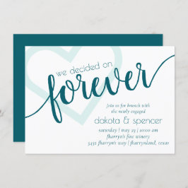 Enkelt Teal Forever | Grönt Heart Newlyed Brunch Inbjudningar