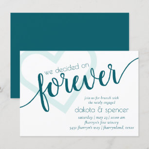 Enkelt Teal Forever   Grönt Heart Newlyed Brunch Inbjudningar