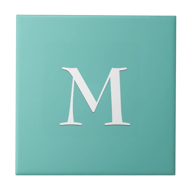 Enkelt TEAL-keramiskt plattor i monogram Kakelplatta (Framsidan)